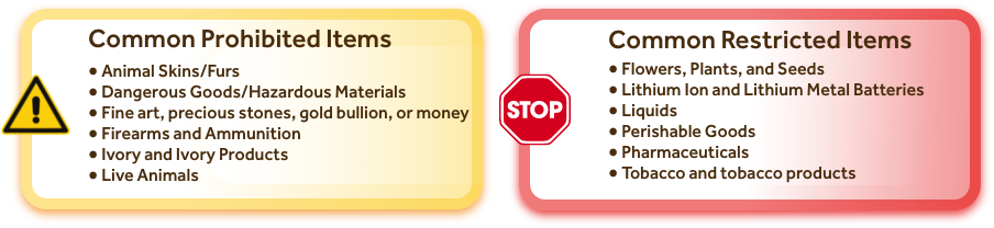 Common Prohibited and Restricted Items