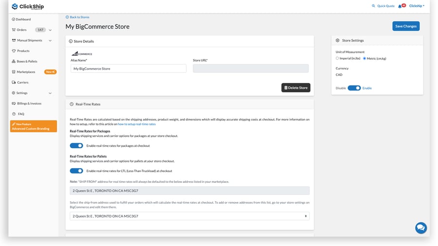 ClickShip-Real-Time-Rates-Dashboard