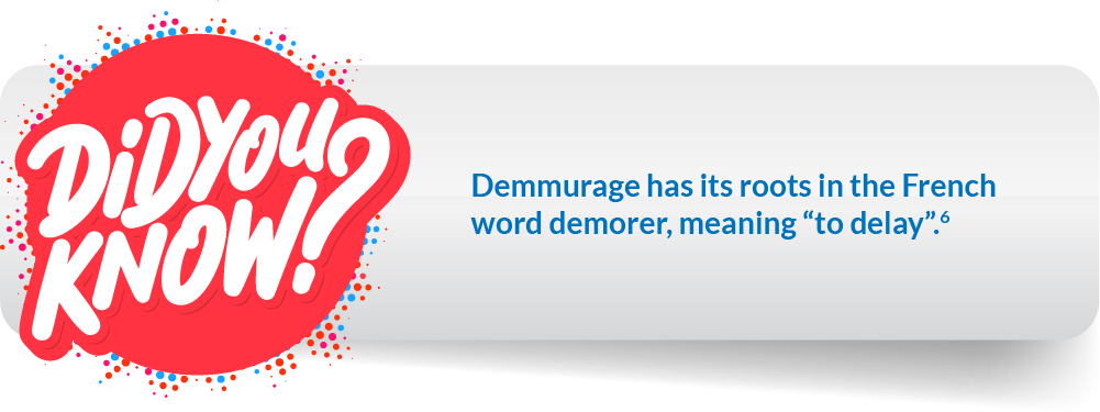 Demmurage has its roots in the French word demorer, meaning “to delay”