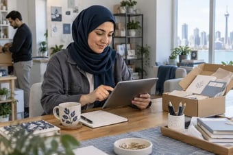 Client assis à la maison choisissant une option de livraison en commandant des produits sur une tablette