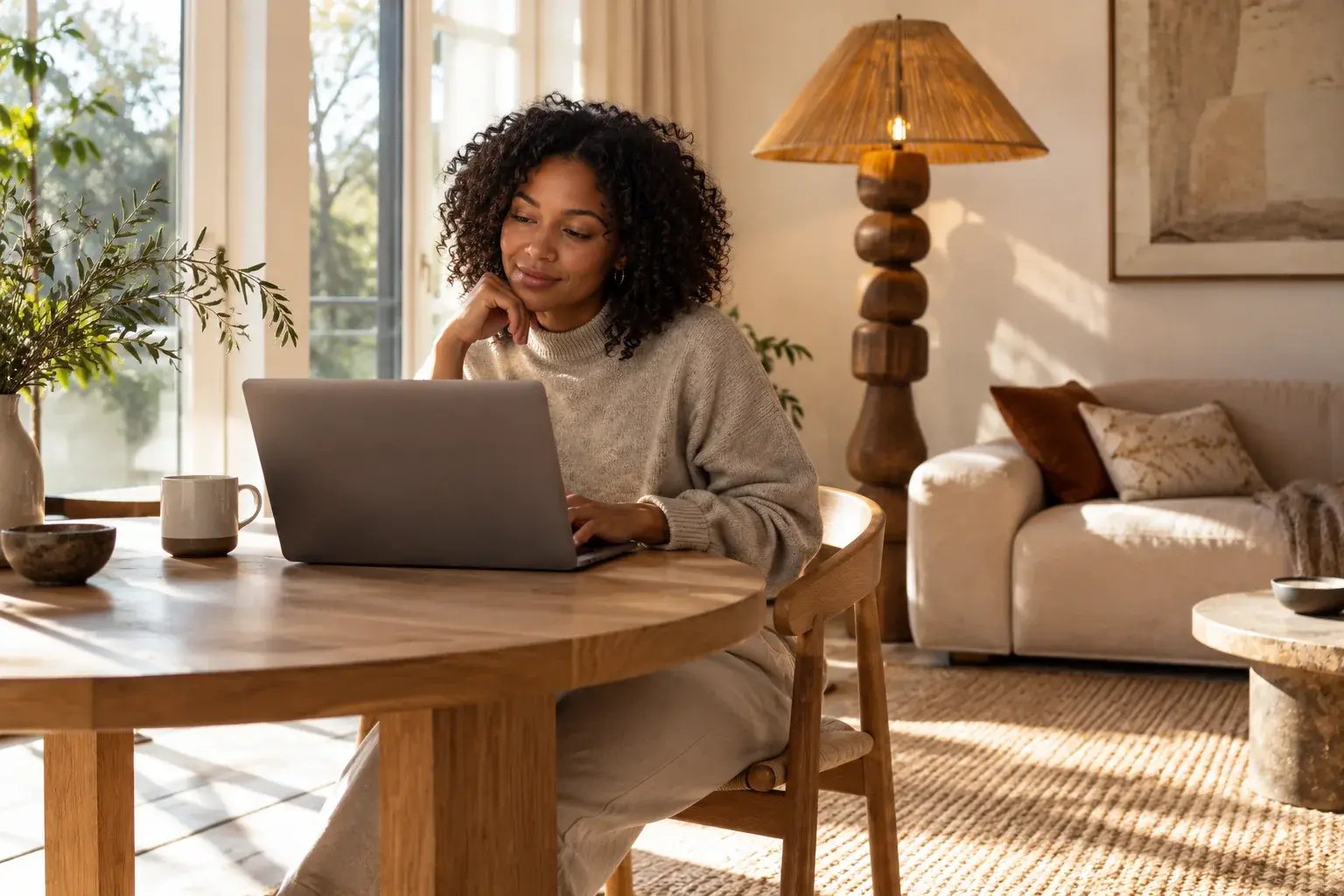 A shopper reviews delivery choices while ordering home goods.