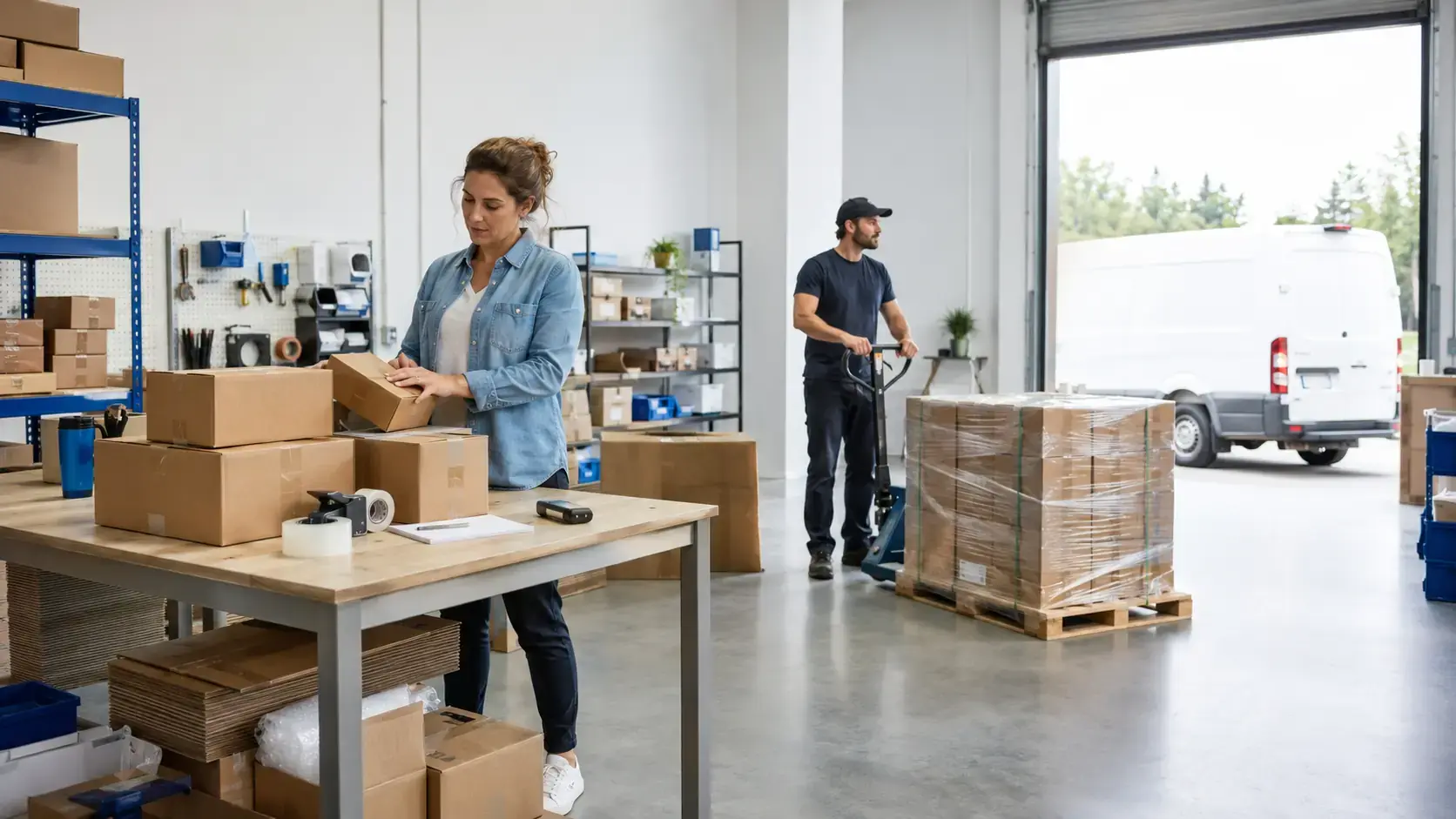 Staff prepare parcel and pallet orders
